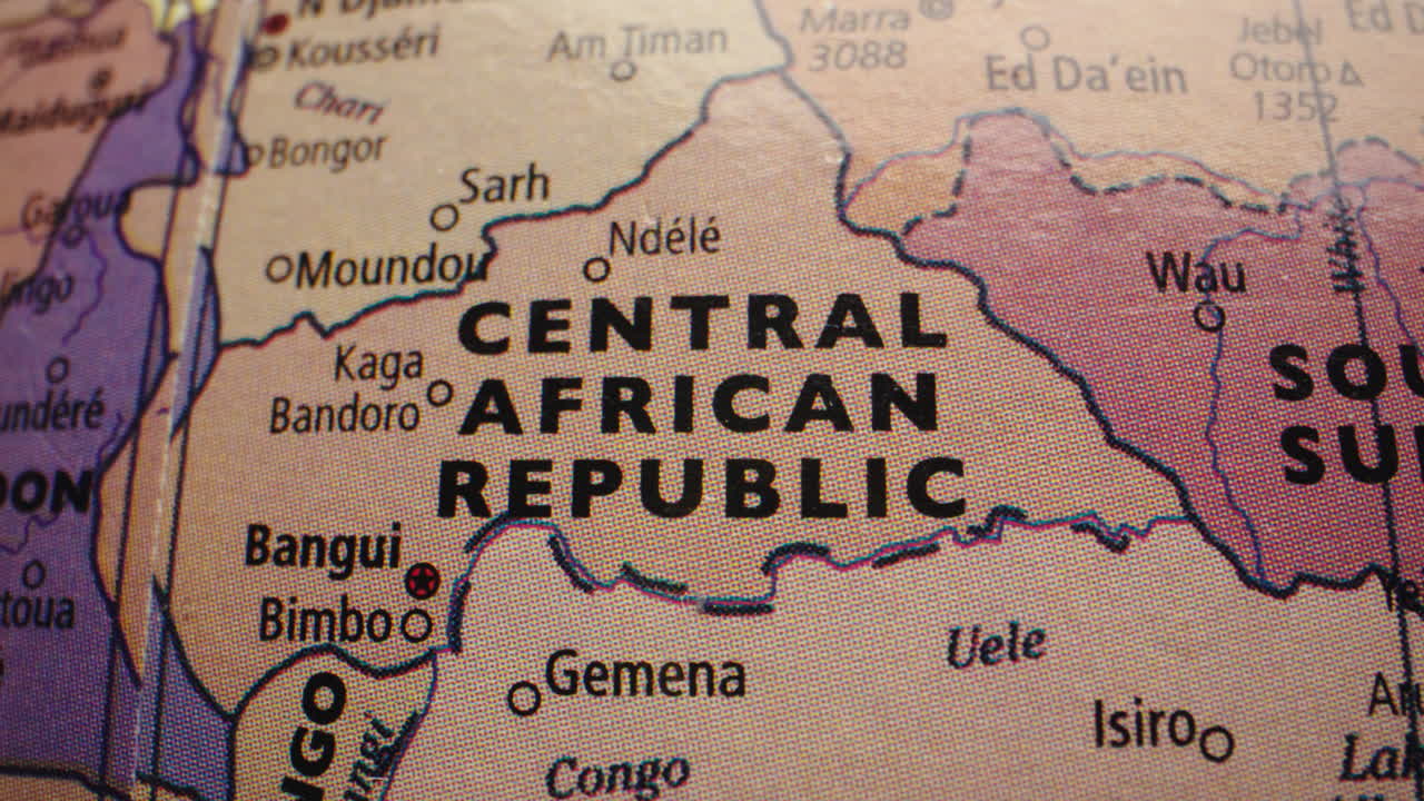 Küre Haritasında Orta Afrika Cumhuriyeti'nin Yakın Plan Görünümü