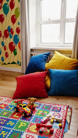 colorful kids playroom with educational toys