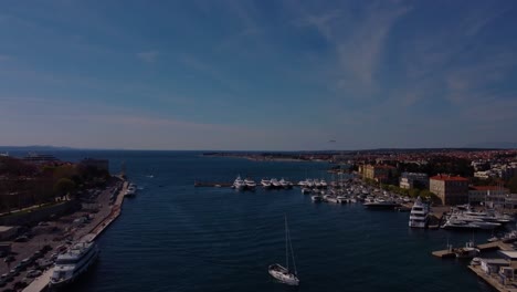 4K-aerial-tracking-shot-of-the-harbour-area-of-Zadar