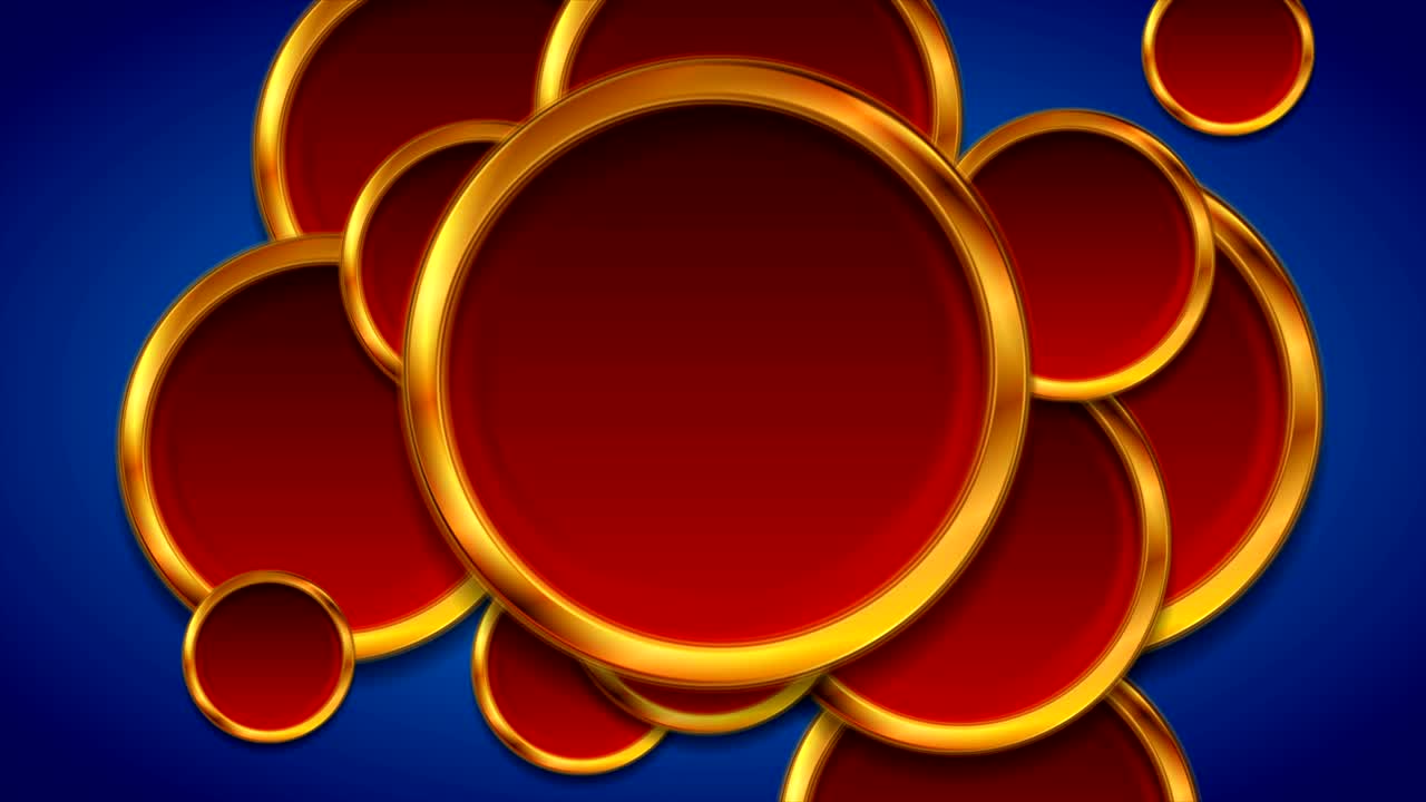 círculos rojos y de bronce sobre fondo azul diseño de movimiento abstracto
