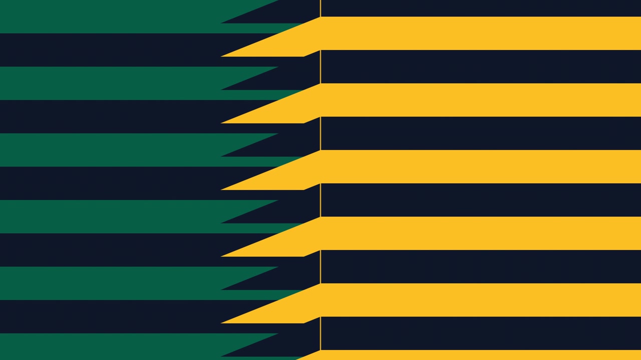 Abstract Motion Graphics with Geometric Green and Yellow Stripes