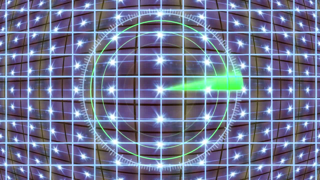 레이더 그리드와 움직이는 배경이있는 hud 패널. 모션 그래픽