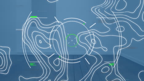 animación de escaneo de alcance sobre líneas blancas y rectángulos parpadeantes