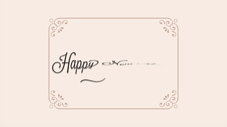 Retro Happy New Year text in frame on brown gradient