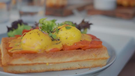 breakfast egg waffle on a plate