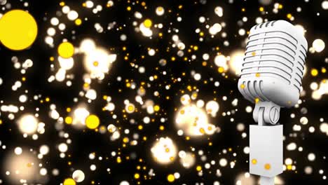 Animation-of-vintage-microphone-and-dots-on-black-background