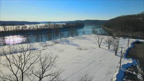 flying toward the cumberland river in the snow