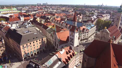 High-angle-classic-establishing-shot-of-the-skyline-of-Munich-Germany-3