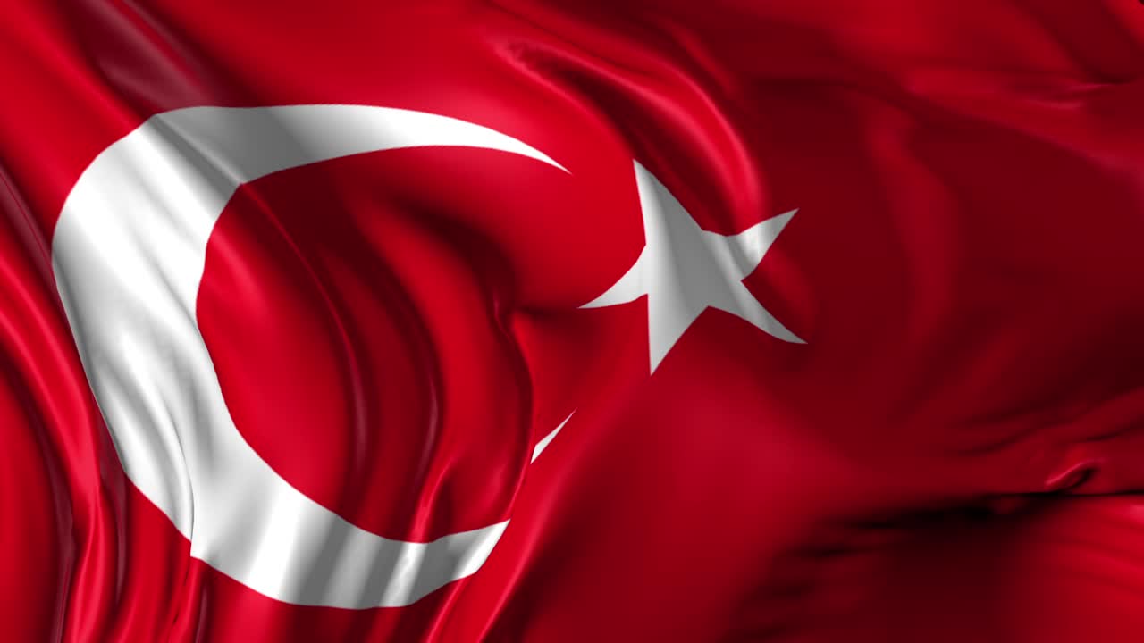 Beautiful   3d animation of Turkey flag in loop mode