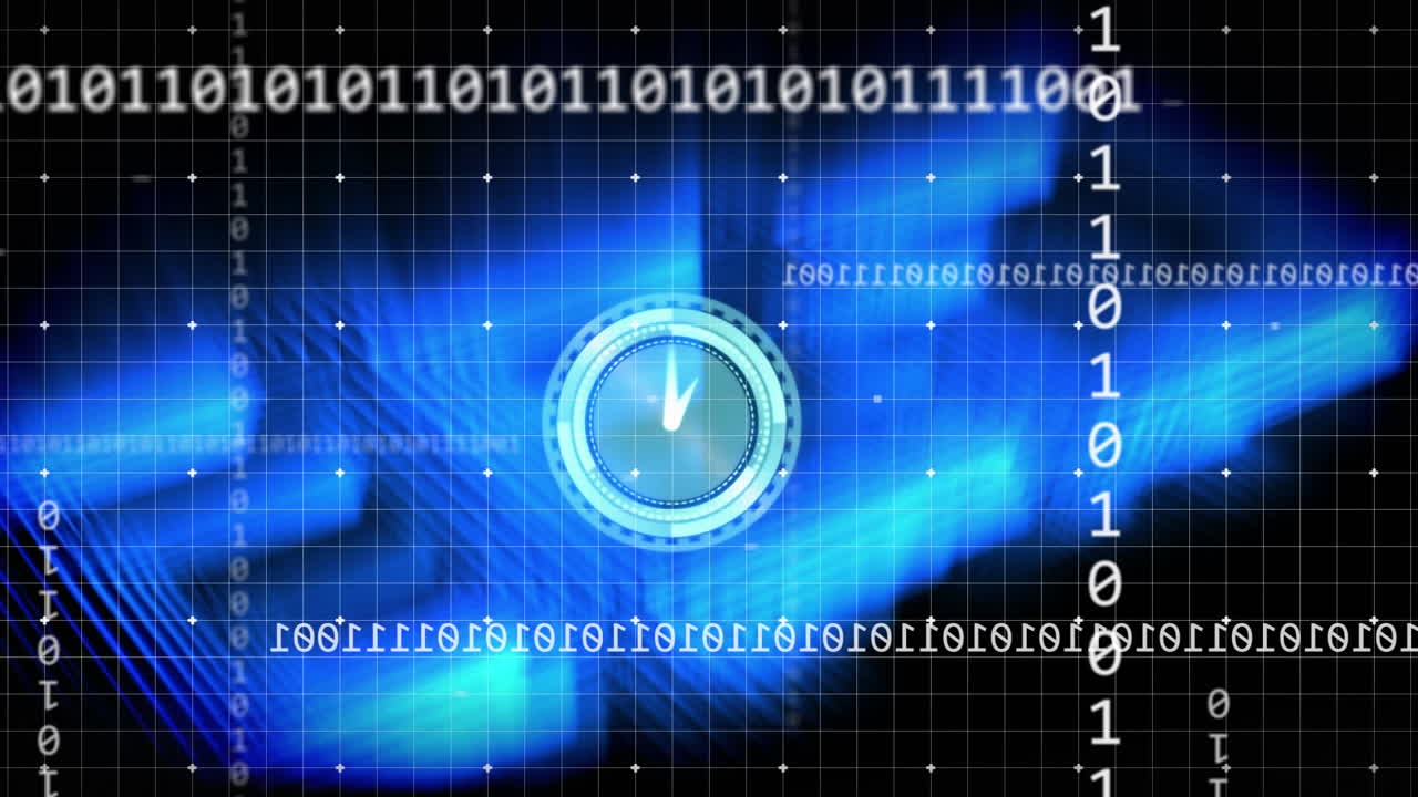 Animation of clock, binary coding and data processing