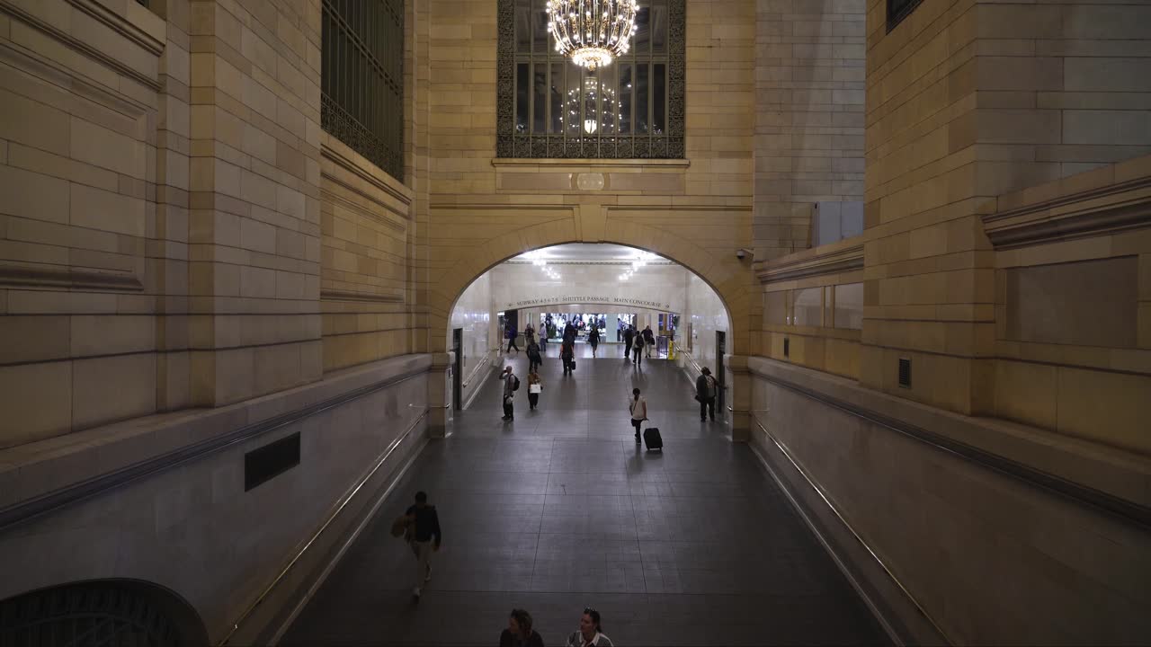 Grand Central Terminal at Night: People Walking Through the Passageway