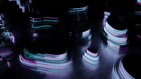 renderizado 3d abstracto con luces de neón brillantes