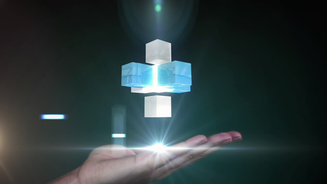 가운 점 위에 움직이는 모양으로 손의 애니메이션