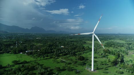 aerial view of wind farm or wind park, with high wind turbines for generation electricity