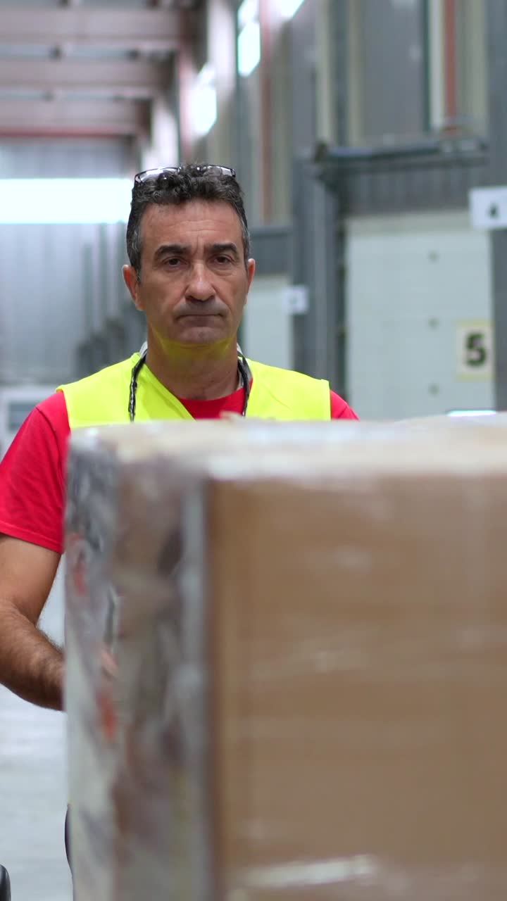 Warehouse worker with boxes
