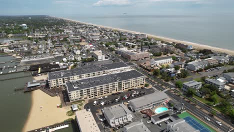 reverse-drone-flyaway-Dewey-Beach-Delaware-summer-sunny-day