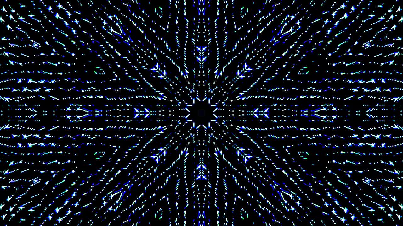 las líneas brillantes brillantes establecen un movimiento de onda azul, colorido, sobre un fondo negro