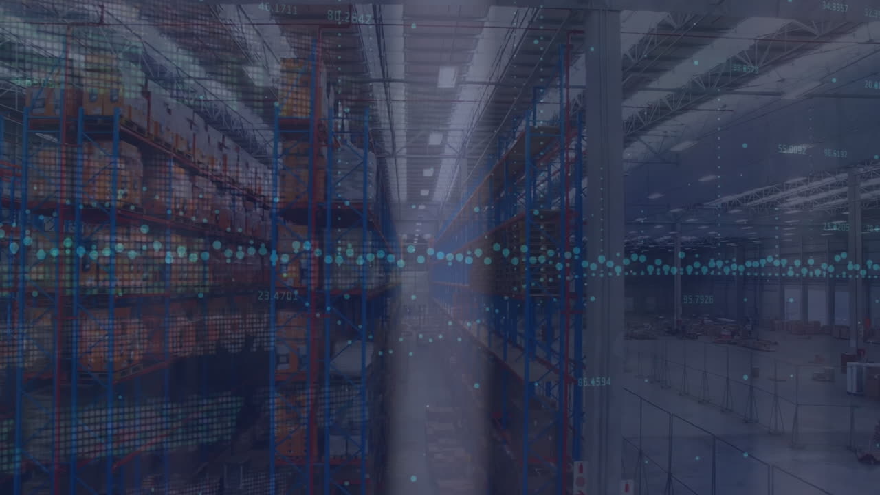 animación del procesamiento de datos sobre el almacén