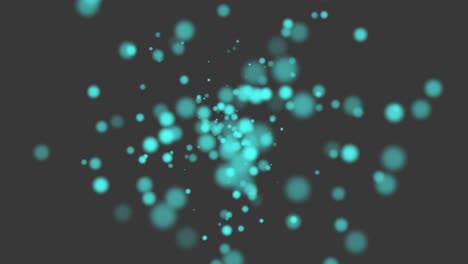 partículas verdes y bokeh redondo en un fondo brillante