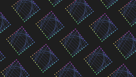 Digital-seamless-rainbow-cubes-pattern-with-neon-dots-on-black-gradient