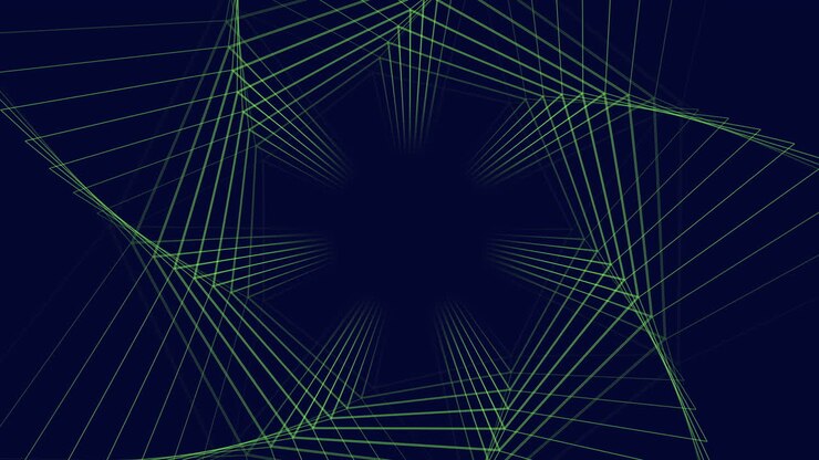 Futuristic and abstract geometric lines in dark space