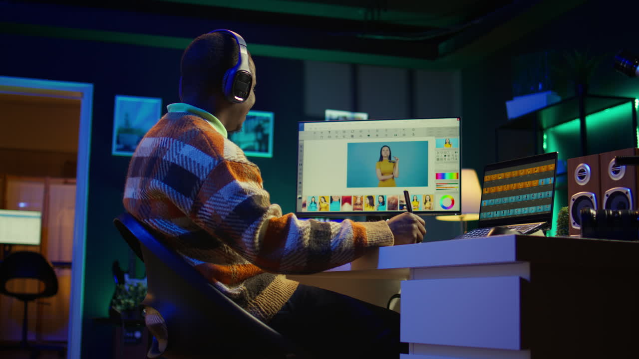 Man Editing Photo at Desk