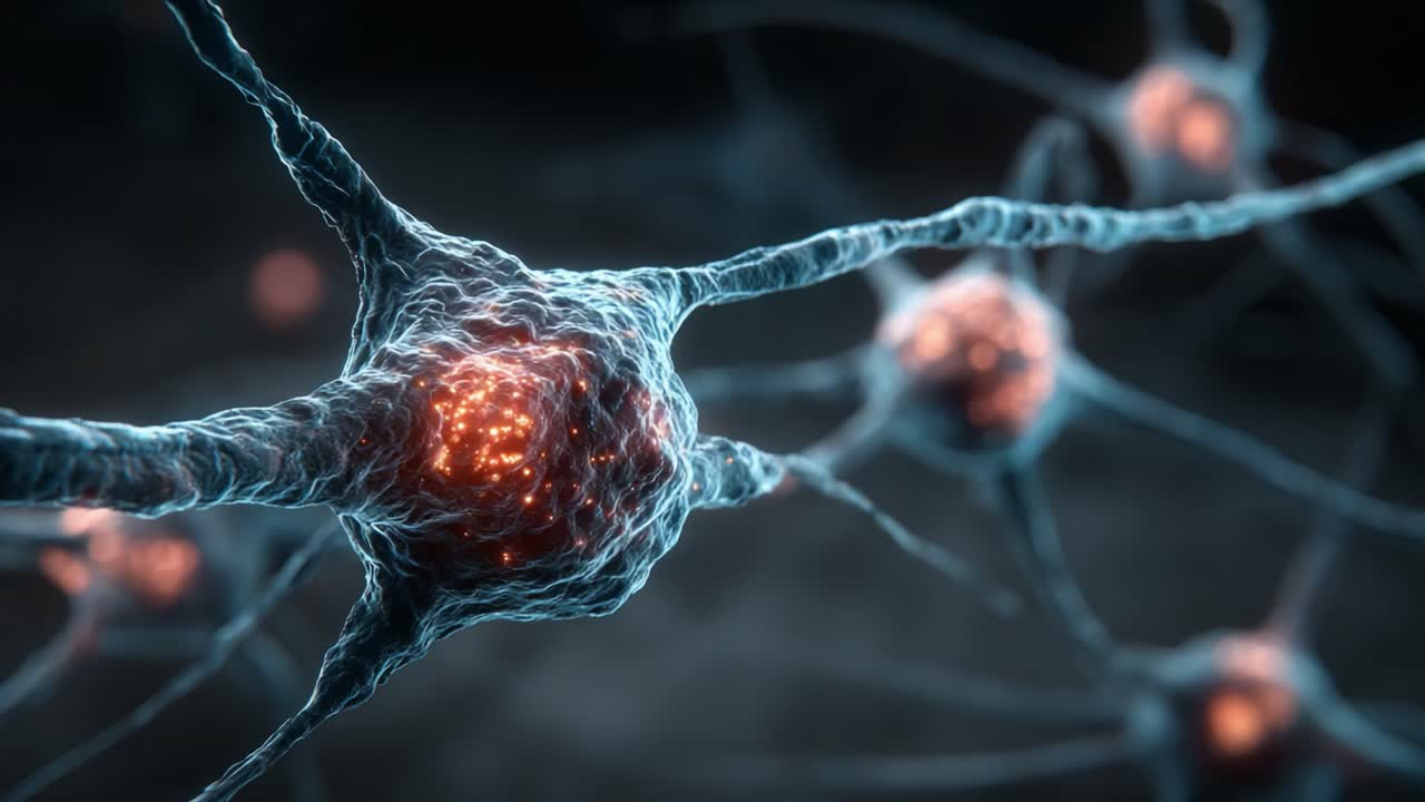 An Intricate View of Neurons: A Dynamic Exploration of Nervous System Cells Illuminated with Glowing Synapses and Advanced Neural Structures