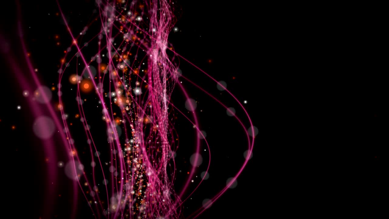 Futuristic animation with wave object and glittering particles in slow motion, 4096x2304 loop 4K