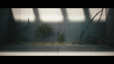 minimalist concrete interior with plants