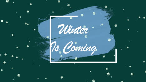 winter is coming with flying snowflakes on blue gradient