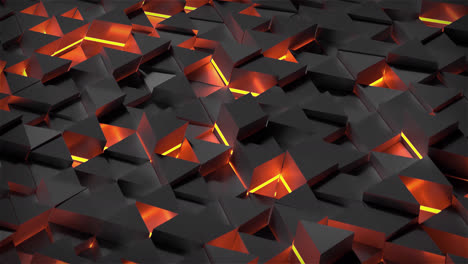 triángulos de vuelo oscuro con luz naranja