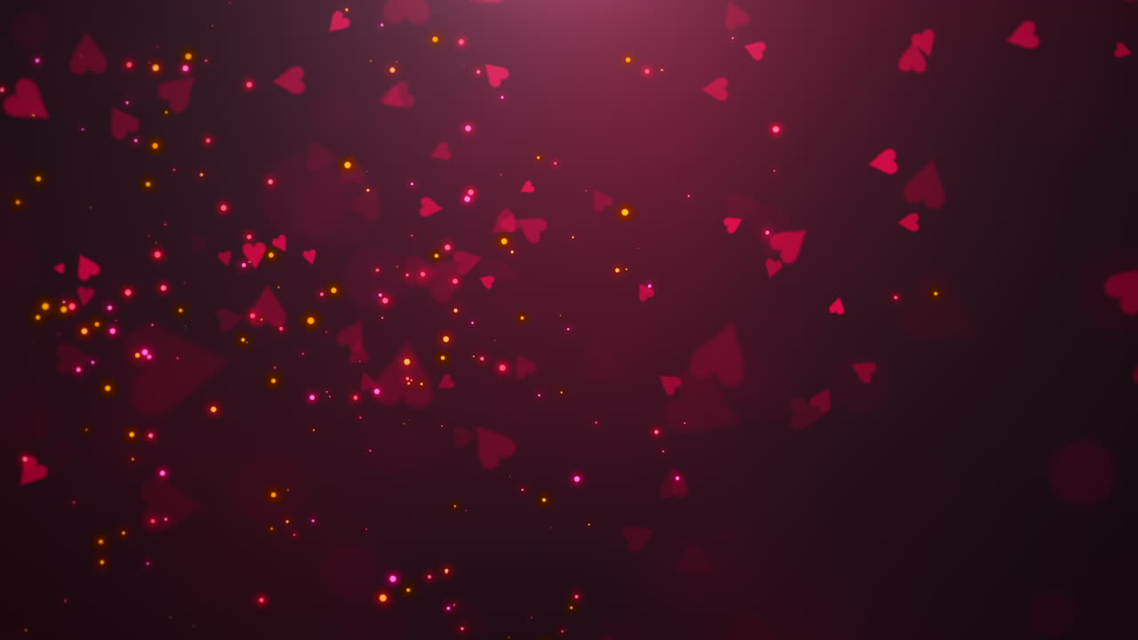 volando pequeños corazones rojos de san valentín con confeti colorido en el cielo romántico