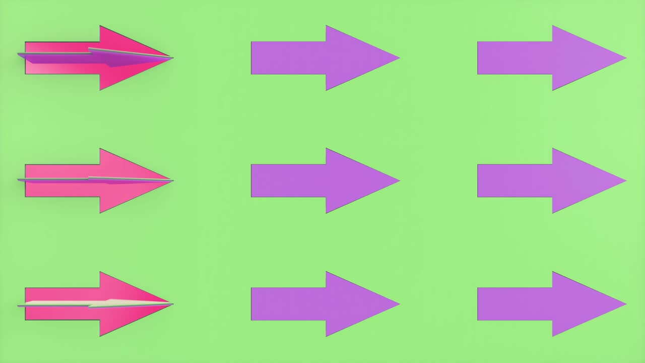 animación 3d de flechas coloridas en movimiento. las flechas se vuelven. patrón sin costuras.