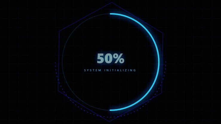 Digital Loading Progress Bar with System Initializing Text