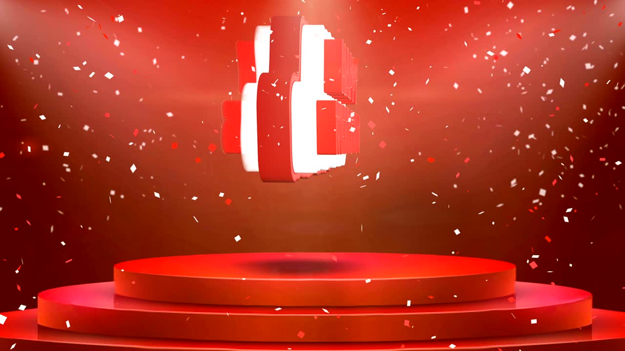 행복한 주말 텍스트 애니메이션 무대 포디움 콘페티 루프 애니메이션