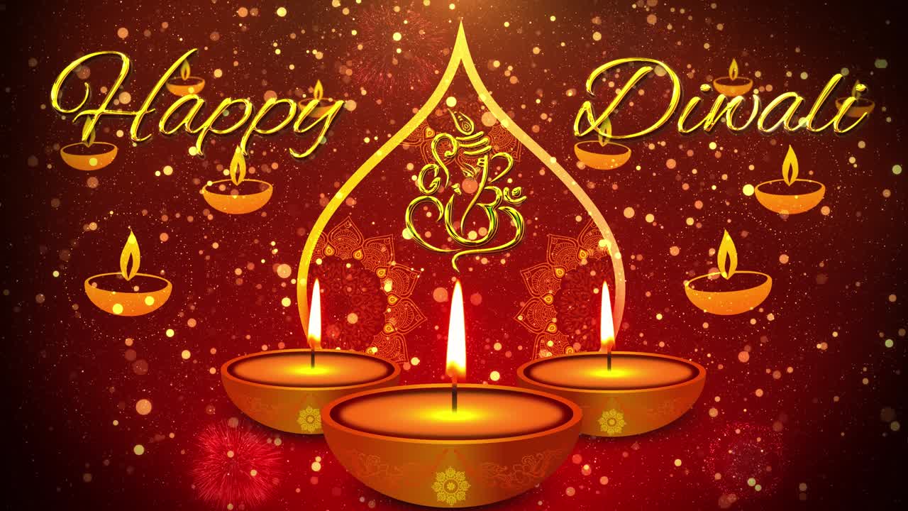 4k diwali deepavali or dipavali the festival of lights india with gold diya loop background