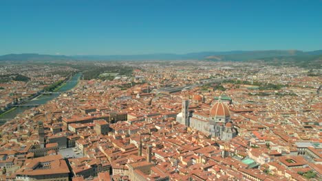 aerial of florence and its cathedral - santa maria del fiori, in italy