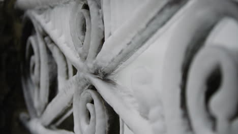 close shot of a frozen handrail - at niagara falls-ontario