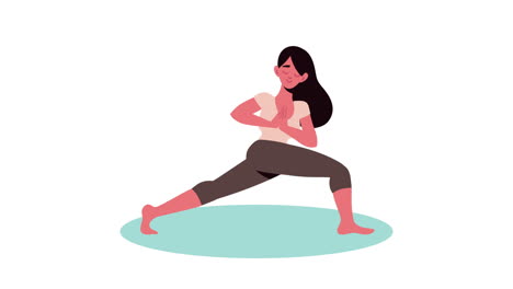 joven practicando yoga animación de personajes