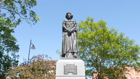 margaret thatcher - statue of the british prime minister - the iron lady in her birthplace grantham