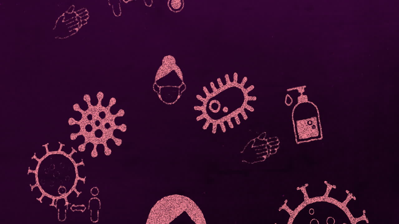 células de covirus que se extienden máscara pulmones distanciamiento social iconos rojos