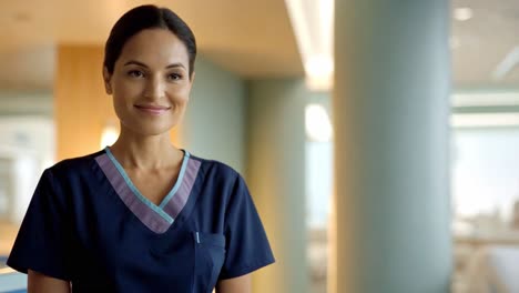smiling female healthcare professional in a hospital or clinic