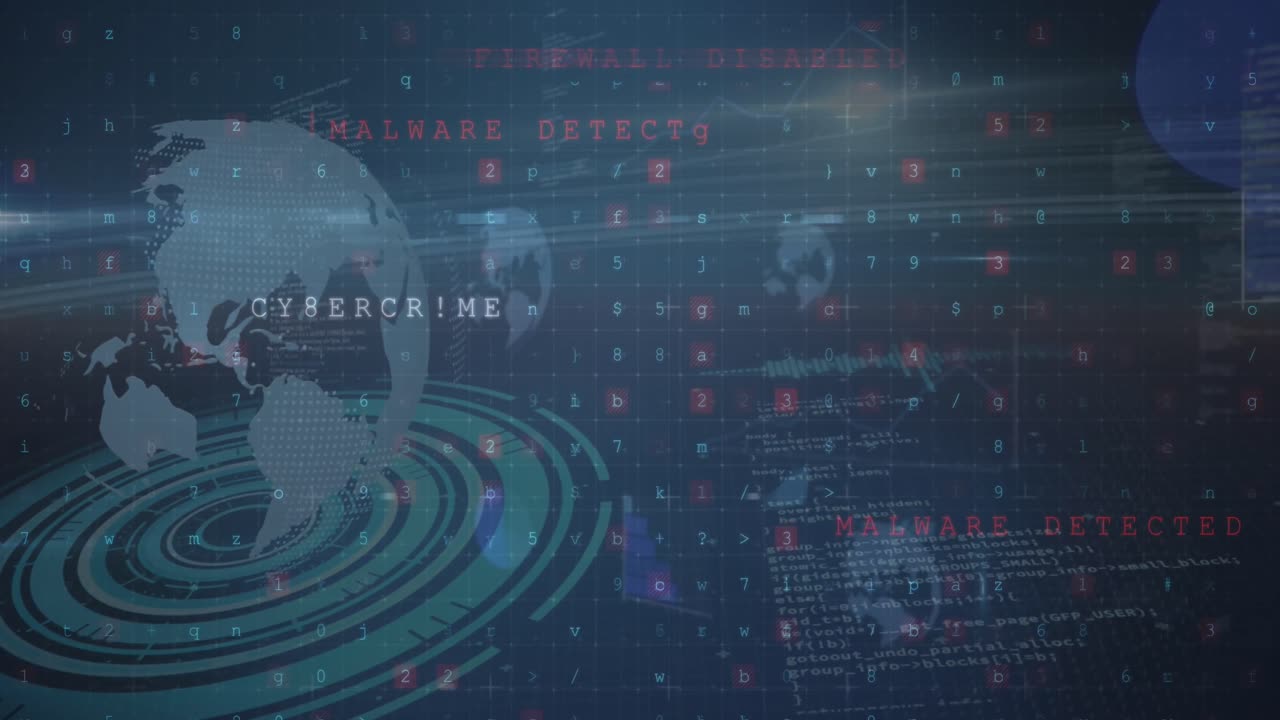 animación de alerta de ataques cibernéticos sobre escaneos y procesamiento de datos