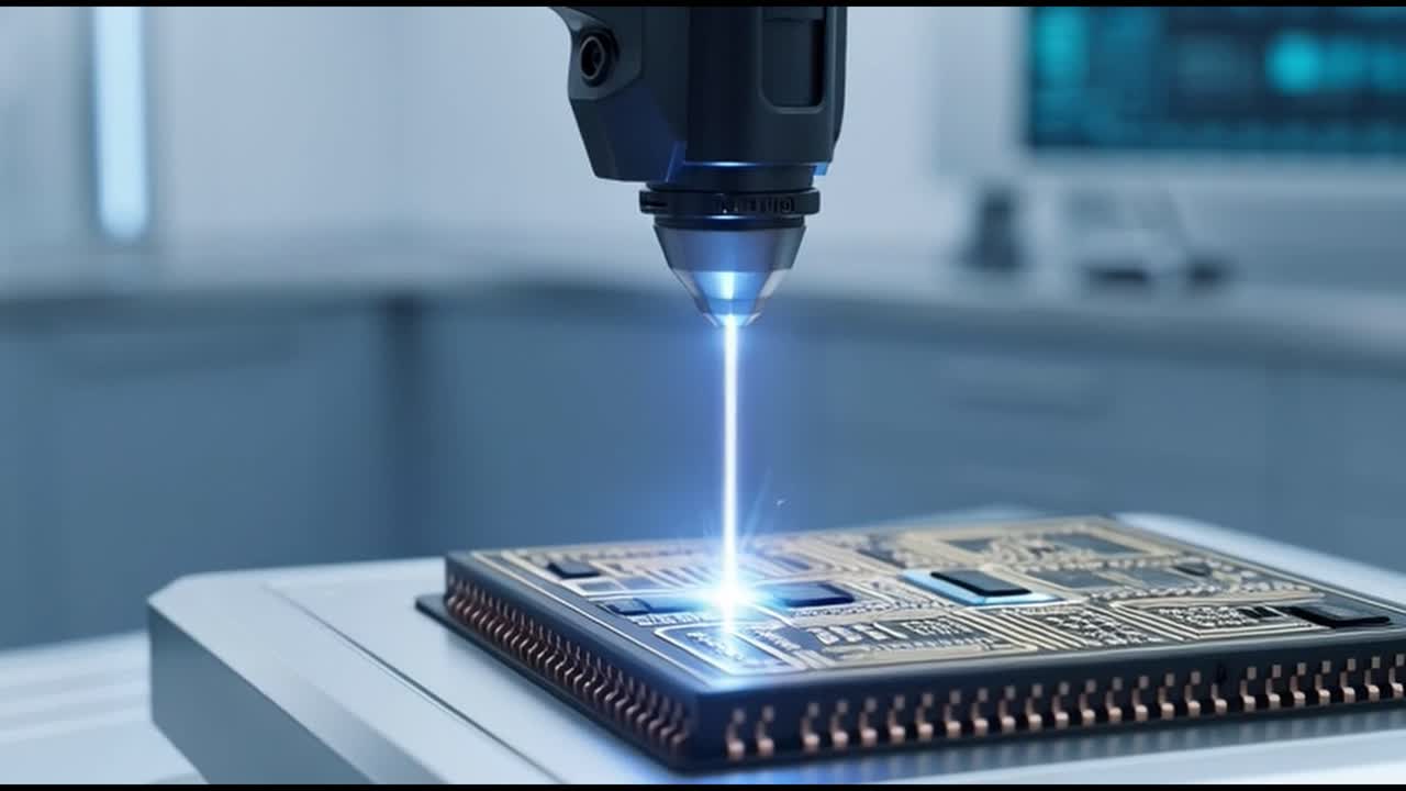 Robotic Arm Using Laser to Process Microchip in Clean Room