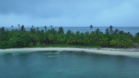 san blas island, panama with clouds in sky. medium drone dolly right to left hd