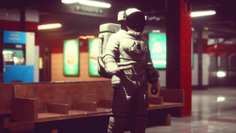 astronaut at underground metro subway