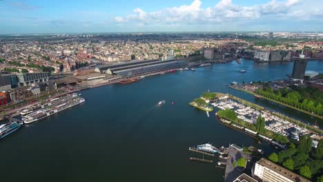 city aerial view over amsterdam