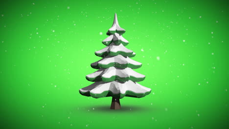 Snow-falling-on-revolving-fir-tree