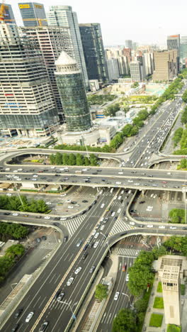 timelapse of the beijing city skyline from a high vantage point in vertical