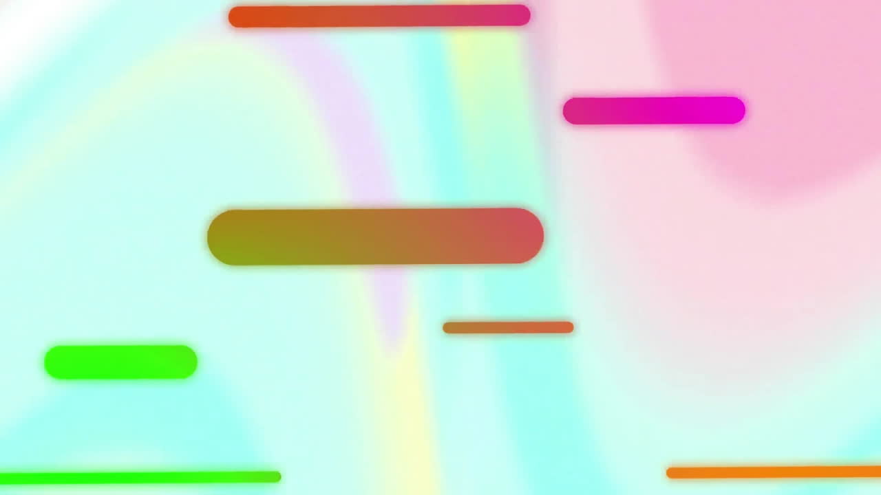 Animation of colourful shapes moving on colourful background